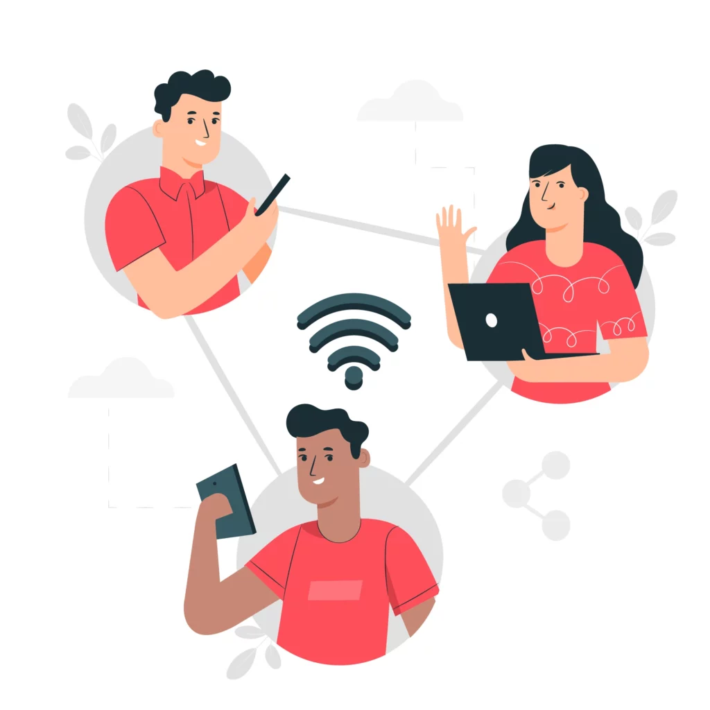Ilustração de como é a conexão entre dispositivos