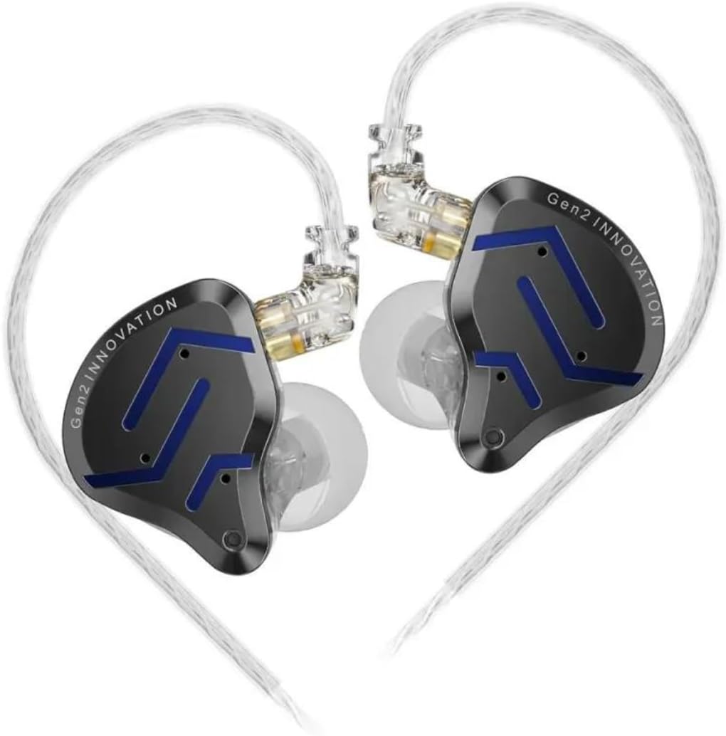 Monitor in-ear híbrido KZ ZSN Pro 2 com painel metálico e resina translúcida